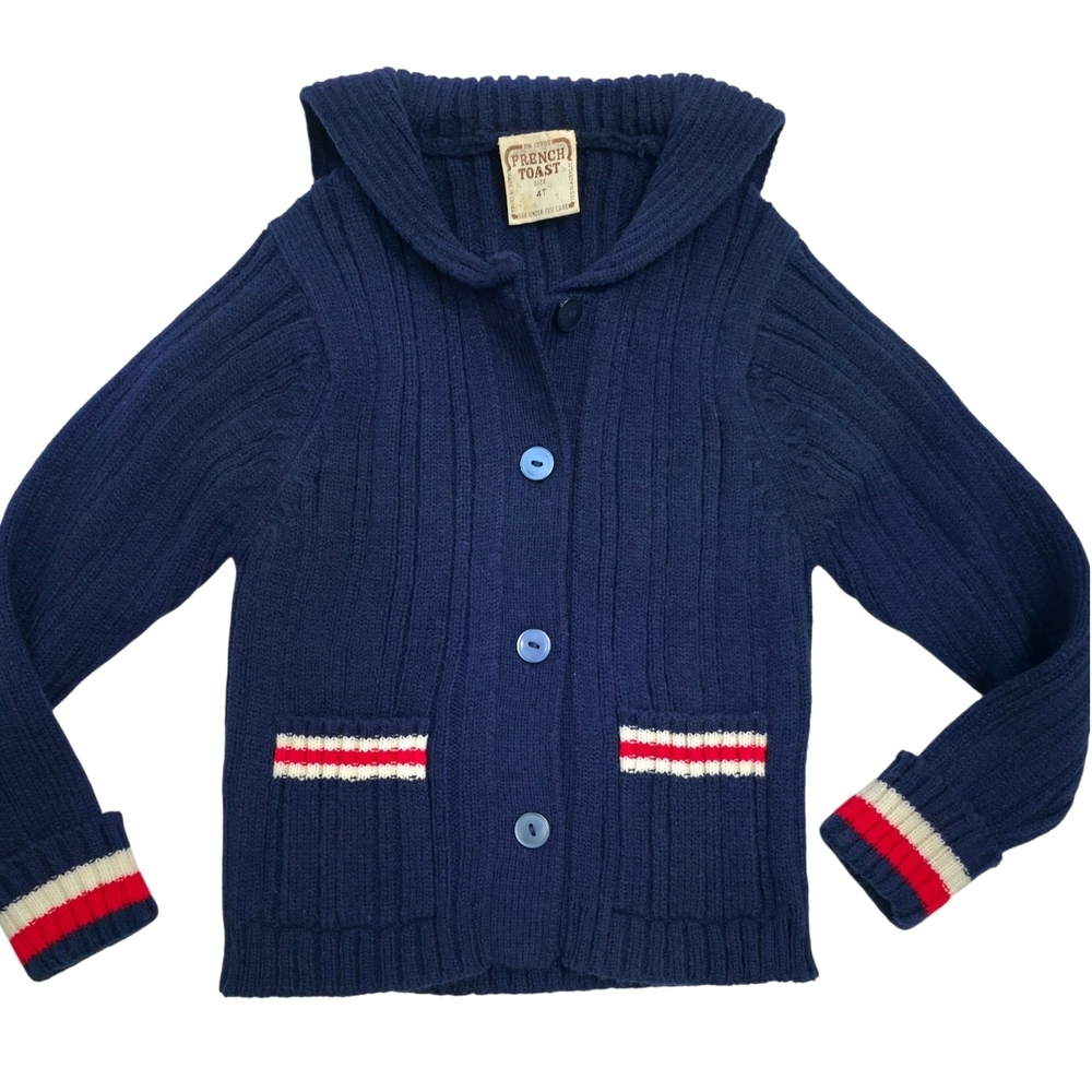 Vintage 90s French Toast 4T Navy Hooded Sweater